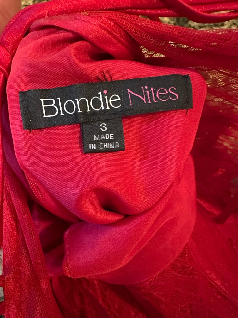 Blondie Nites Red Lace Bodice Satin Maxi Dress - Picture 3 of 7